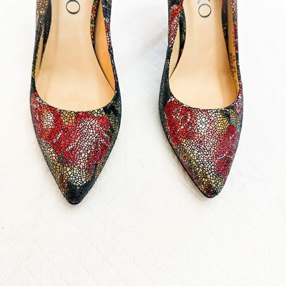 Rylko Stained Glass Round Toe Heels Size Black Size 37.5 842DE086 Mint